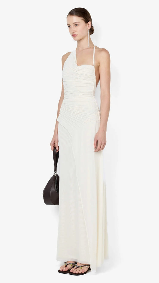 Brenna Pintuck Maxi Dress in Snow.