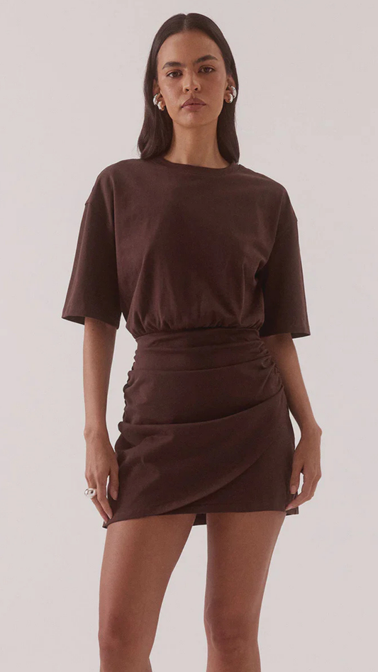 IZEL TEE DRESS - BITTER CHOCOLATE