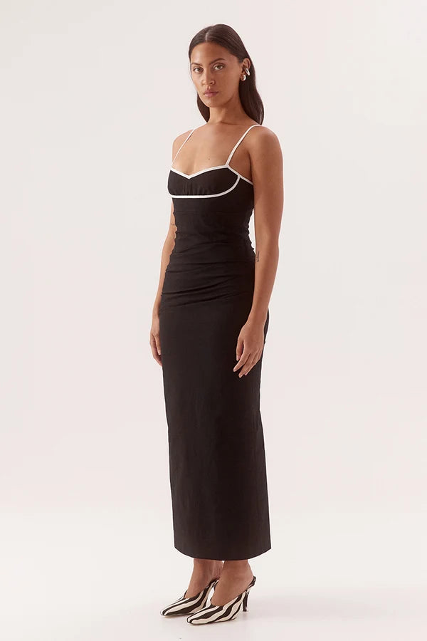 BRITTA DRESS - BLACK/CHALK