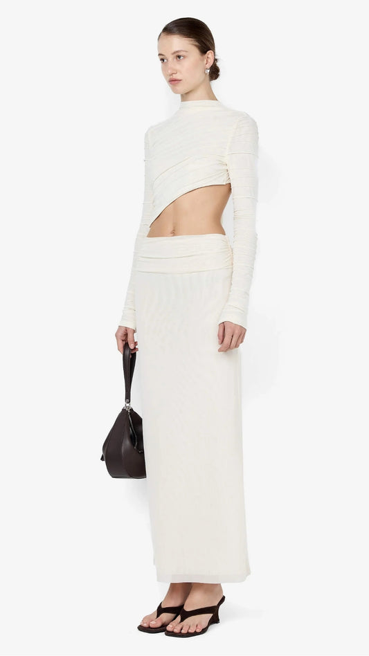 Brenna Pintuck Top in Snow.
