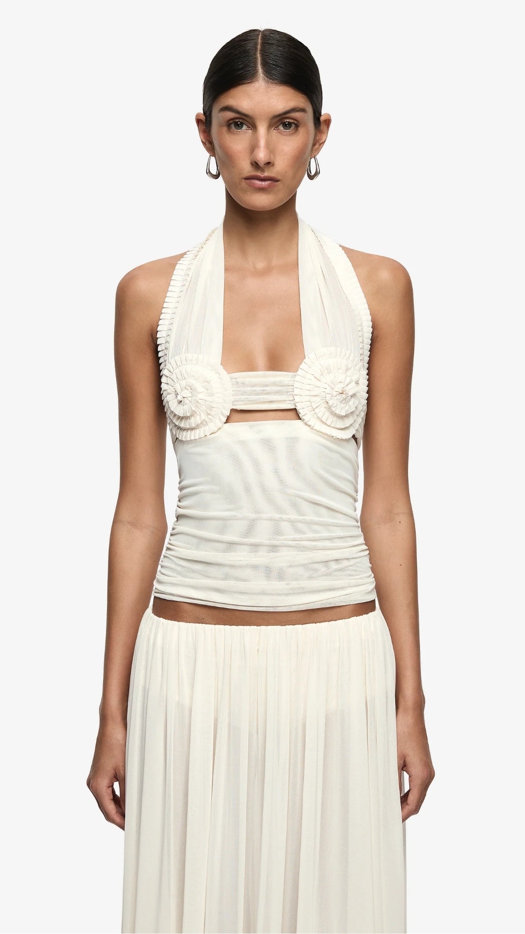 Dante Spiral Halter Top in Buttercream.