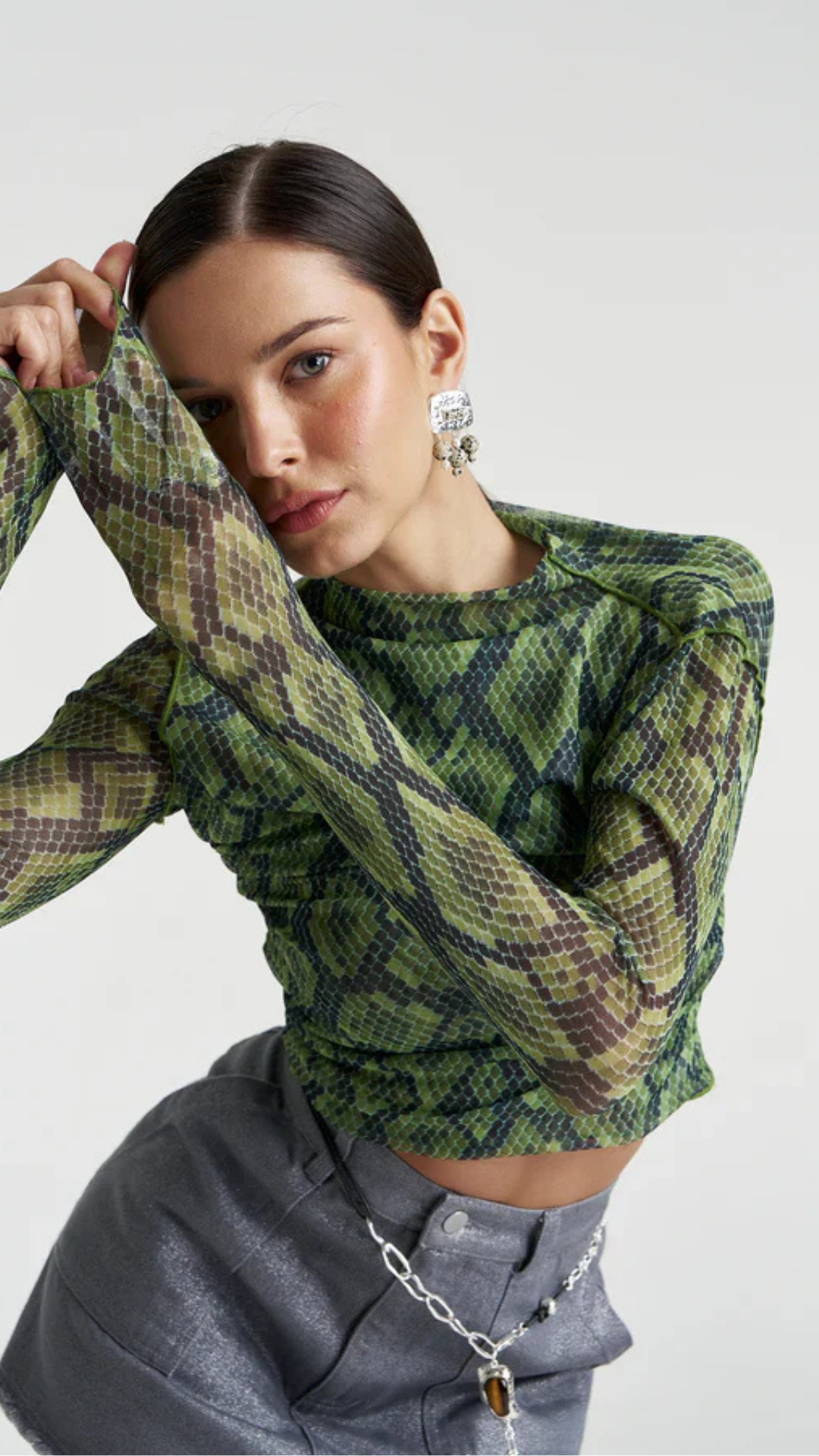 MESH LS ROUCHED SKIVVY