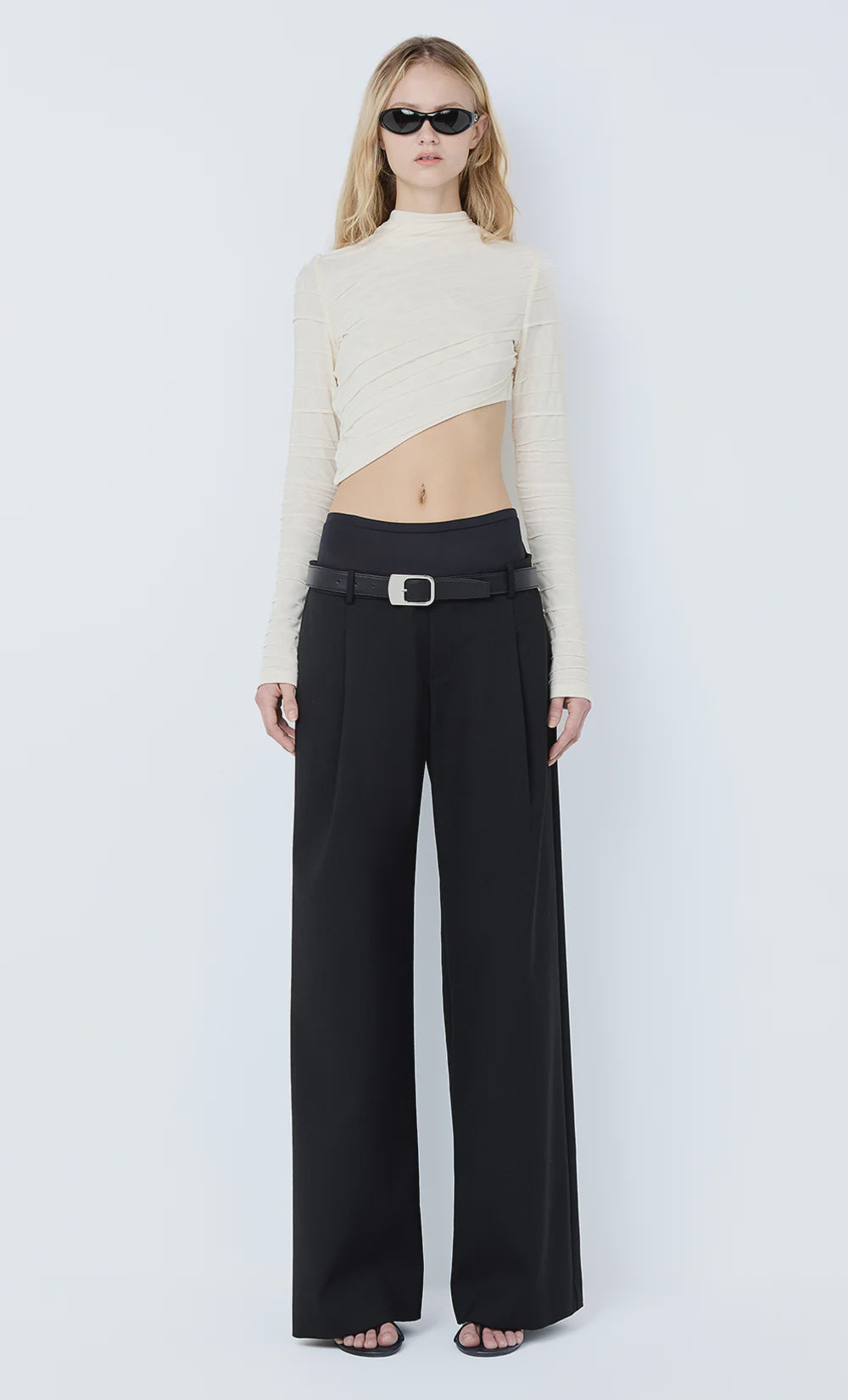 Brenna Pintuck Top in Snow.