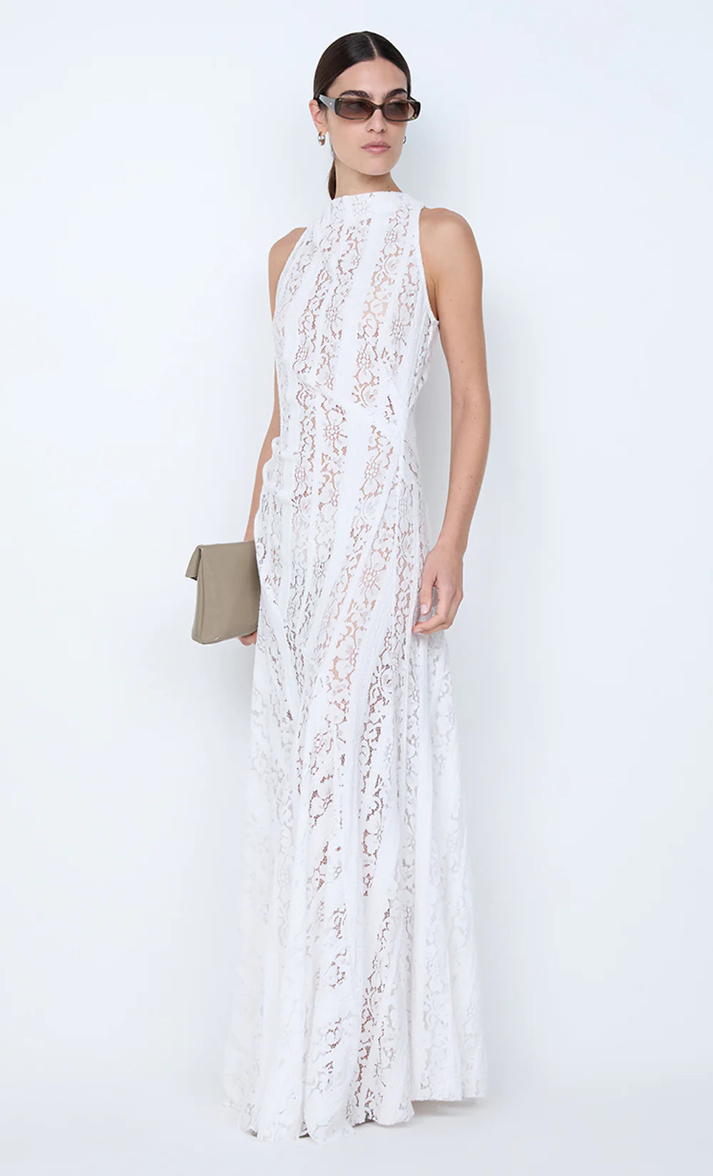 Henrietta High Neck Maxi Dress in White