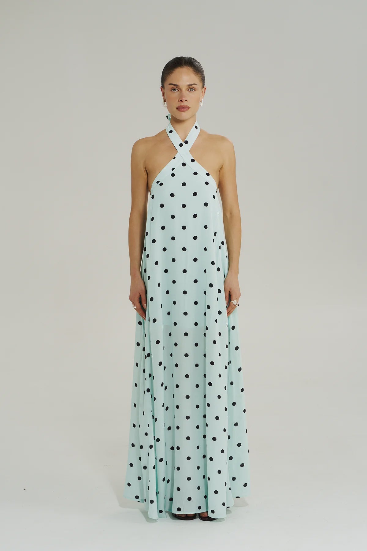 CROSS OVER HALTER MAXI DRESS  A R G E N T I N A