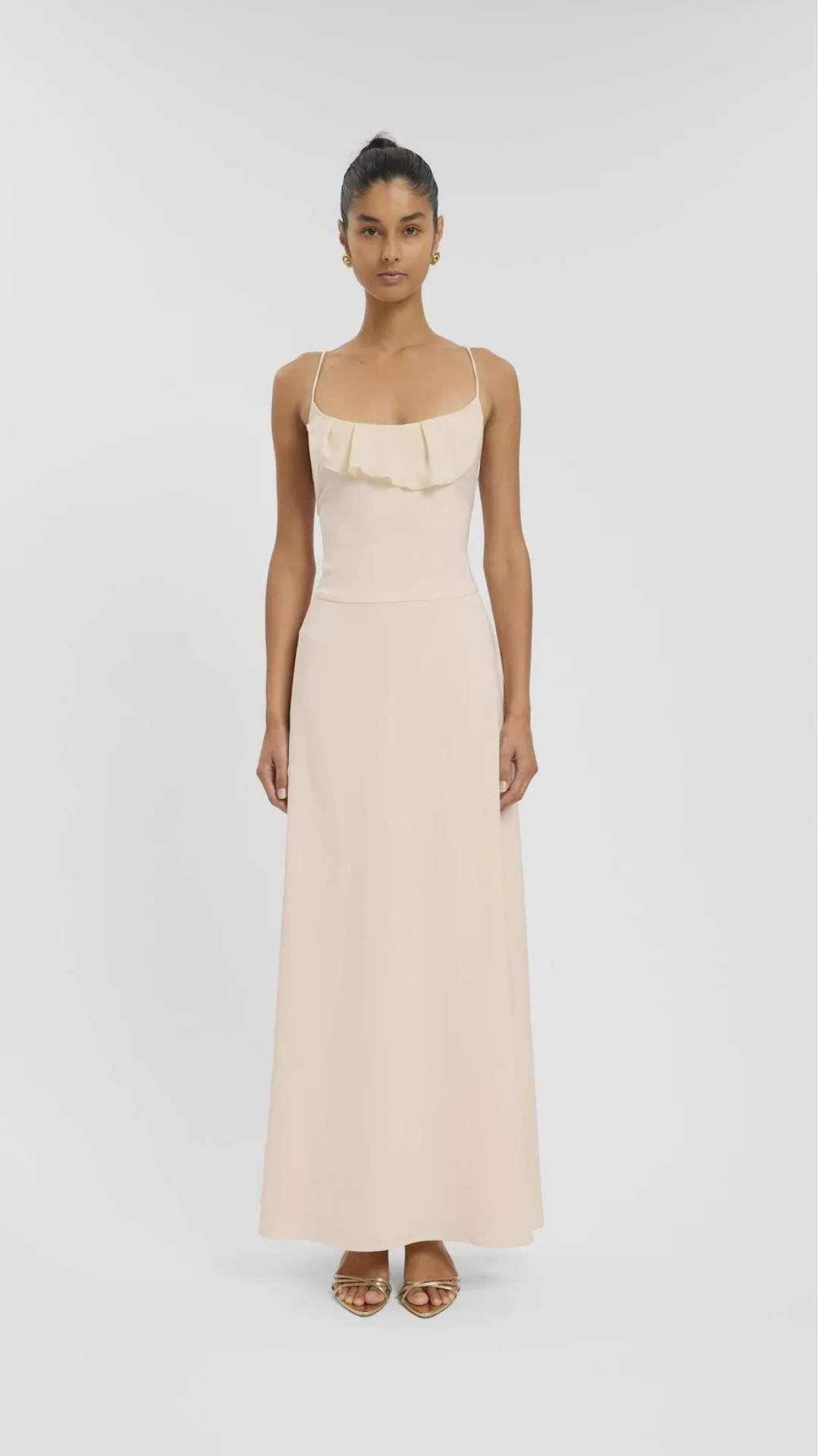 Frill Backless Maxi Dress | Blush Satin