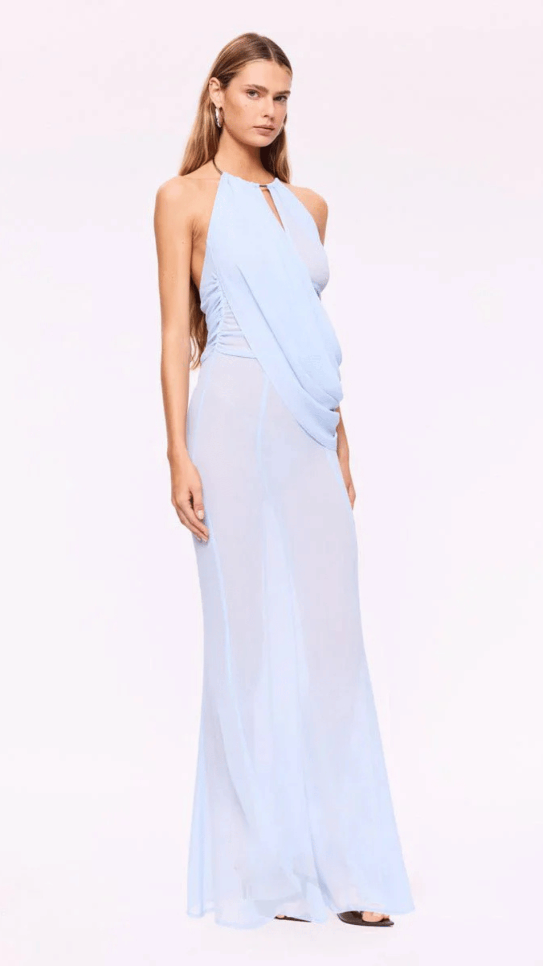 Annalese  Draped Gown -Ice Blue