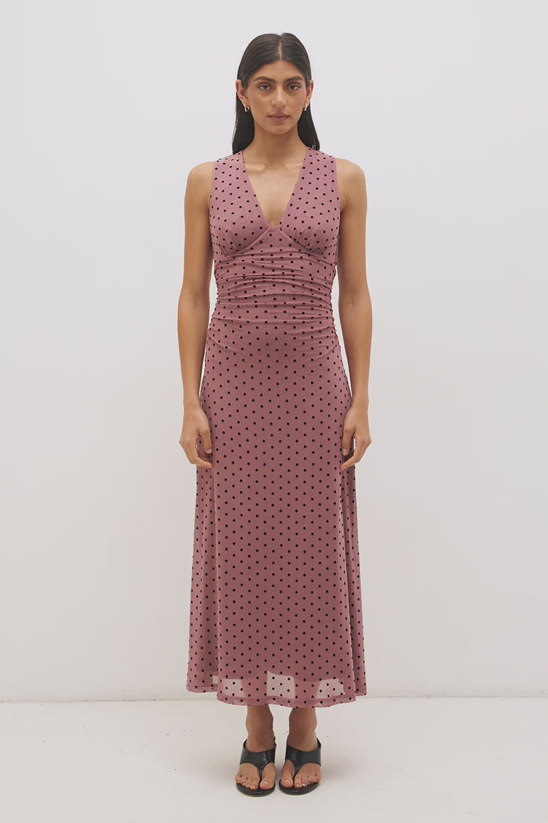 Sonata Spot Dress Rosewood And Black