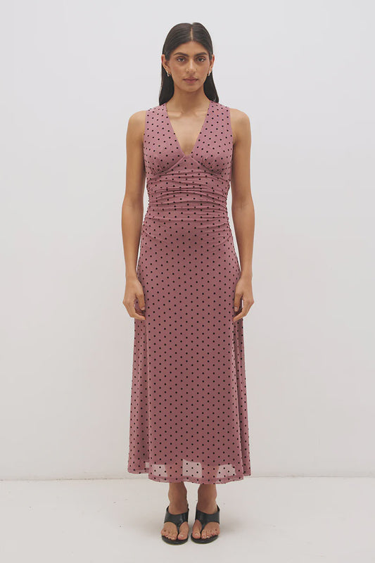 Sonata Spot Dress Rosewood And Black