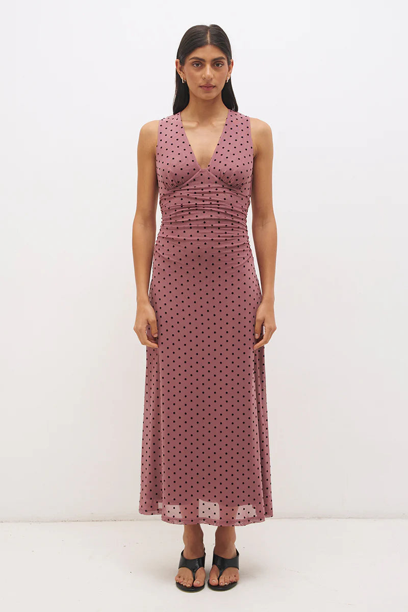 Sonata Spot Dress Rosewood And Black