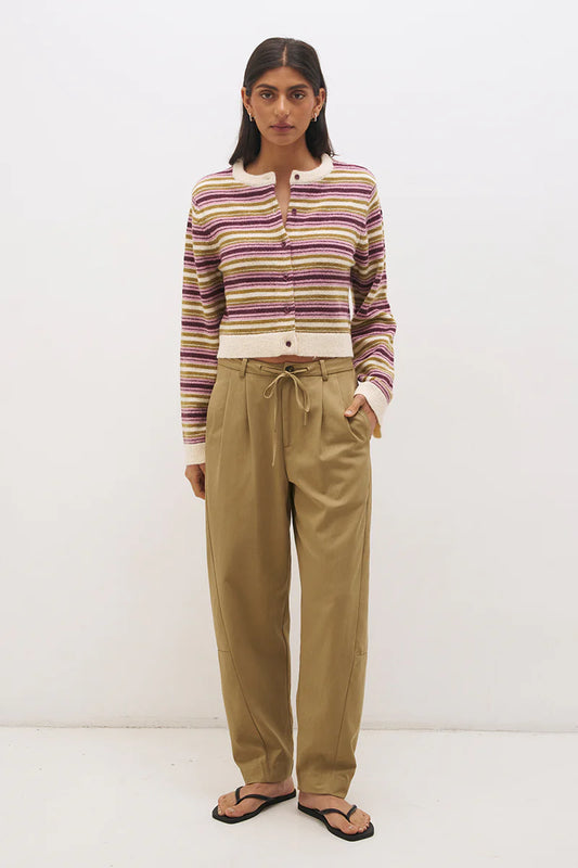 Orchid Stripe Cardigan Olive Plum Stripe