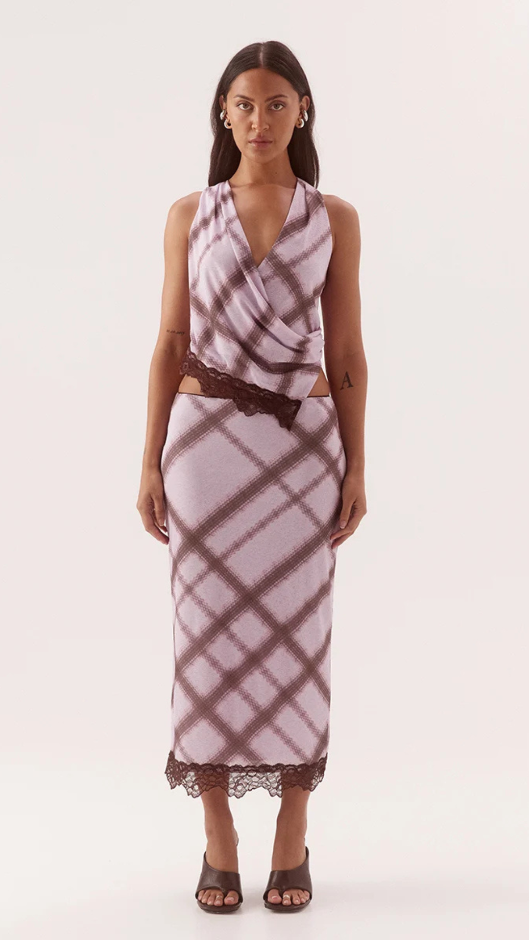 ASHTI SLIP SKIRT - PLAID