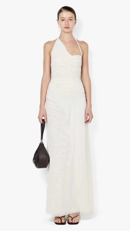 Brenna Pintuck Maxi Dress in Snow.