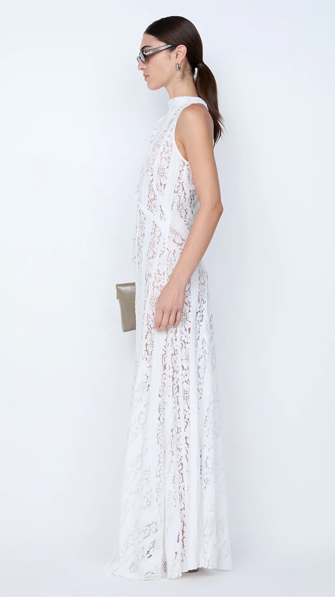 Henrietta High Neck Maxi Dress in White