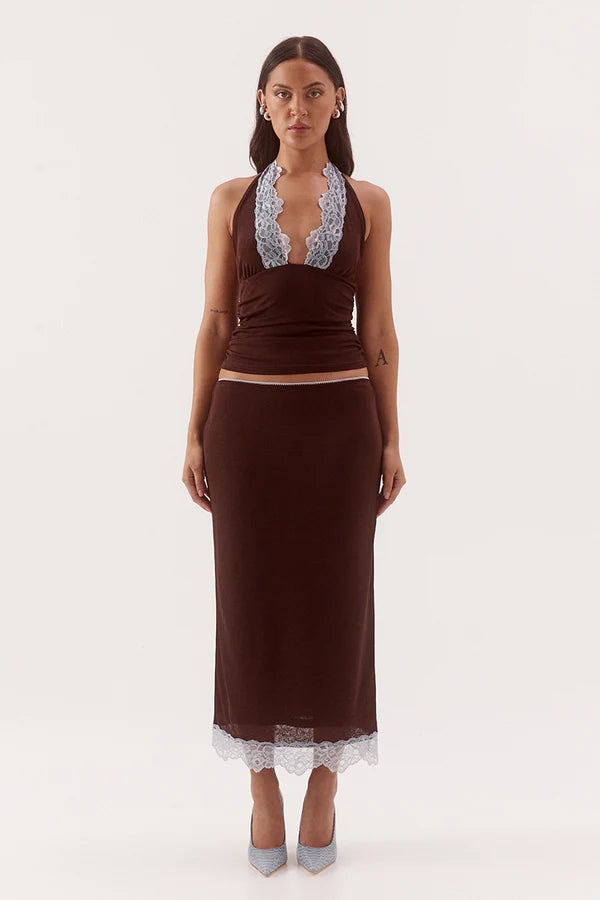 HARLOW TOP - CHOC/SKY