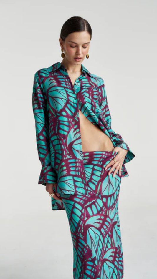SLIP SKIRT-JADE BUTTERFLY