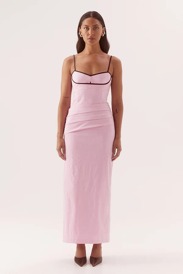 BRITTA DRESS - PEONY/CHOC
