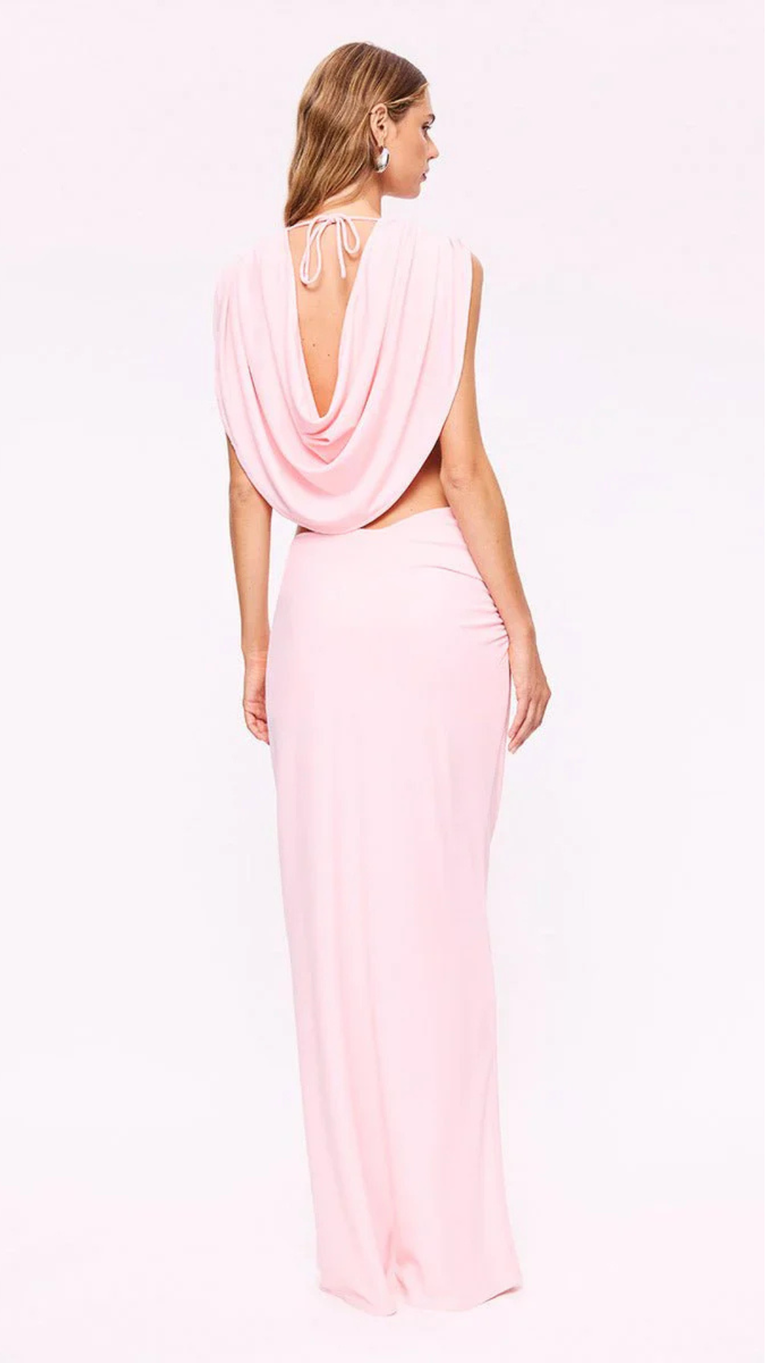 Jasmine Cutout Draped Gown-Pink