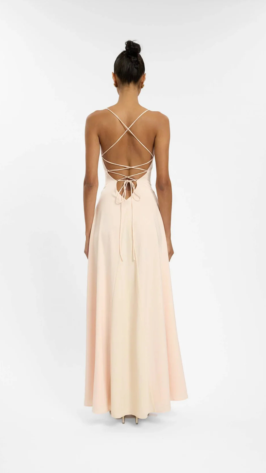Frill Backless Maxi Dress | Blush Satin
