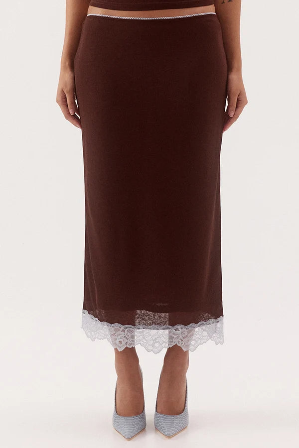 HARLOW SKIRT - CHOC/SKY