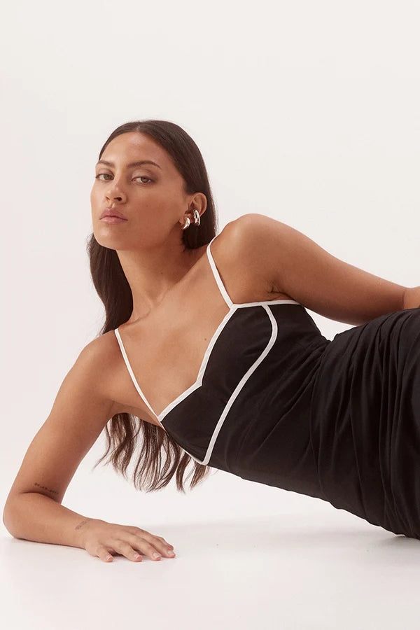 BRITTA DRESS - BLACK/CHALK