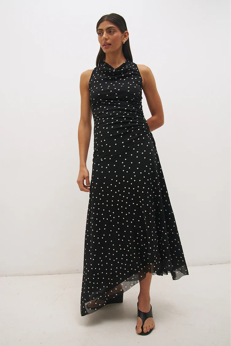Vesper Spot Dress Black Base Polka Dot