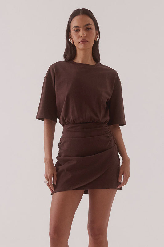 IZEL TEE DRESS - BITTER CHOCOLATE