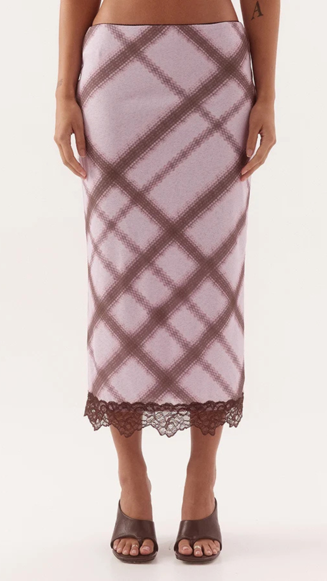 ASHTI SLIP SKIRT - PLAID