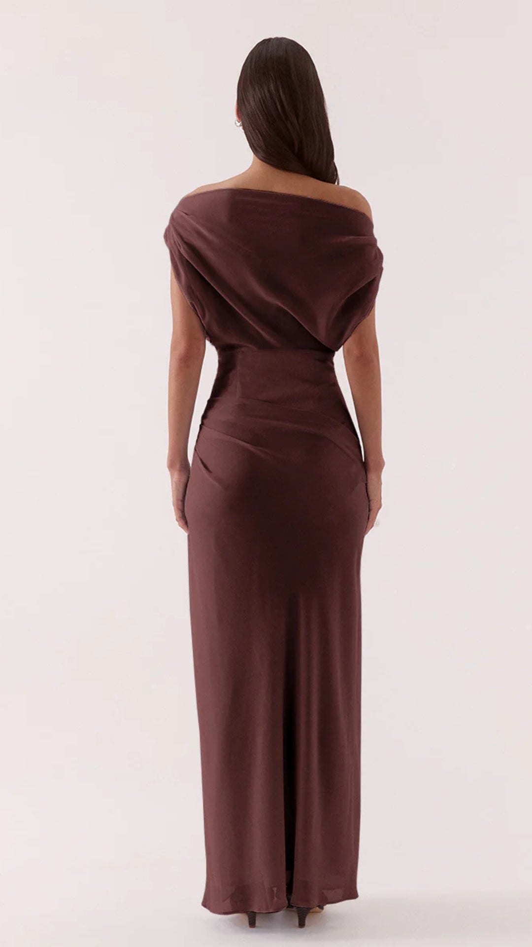 ADA OFF SHOULDER DRESS - CHOCOLATE