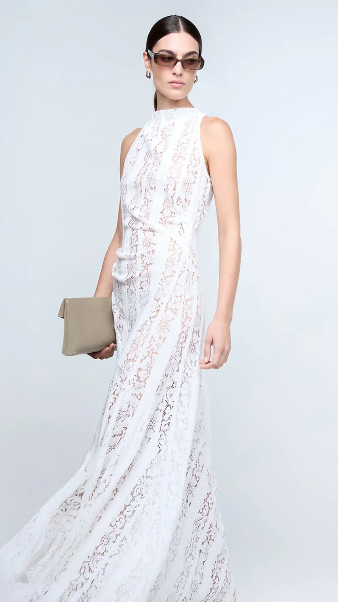 Henrietta High Neck Maxi Dress in White