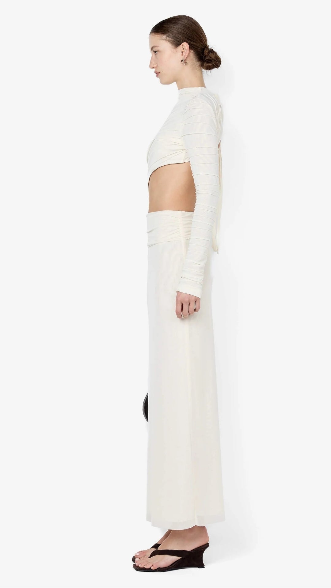 Brenna Pintuck Top in Snow.
