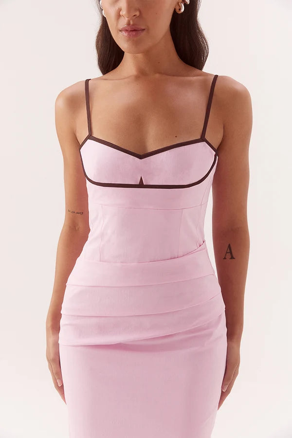 BRITTA DRESS - PEONY/CHOC
