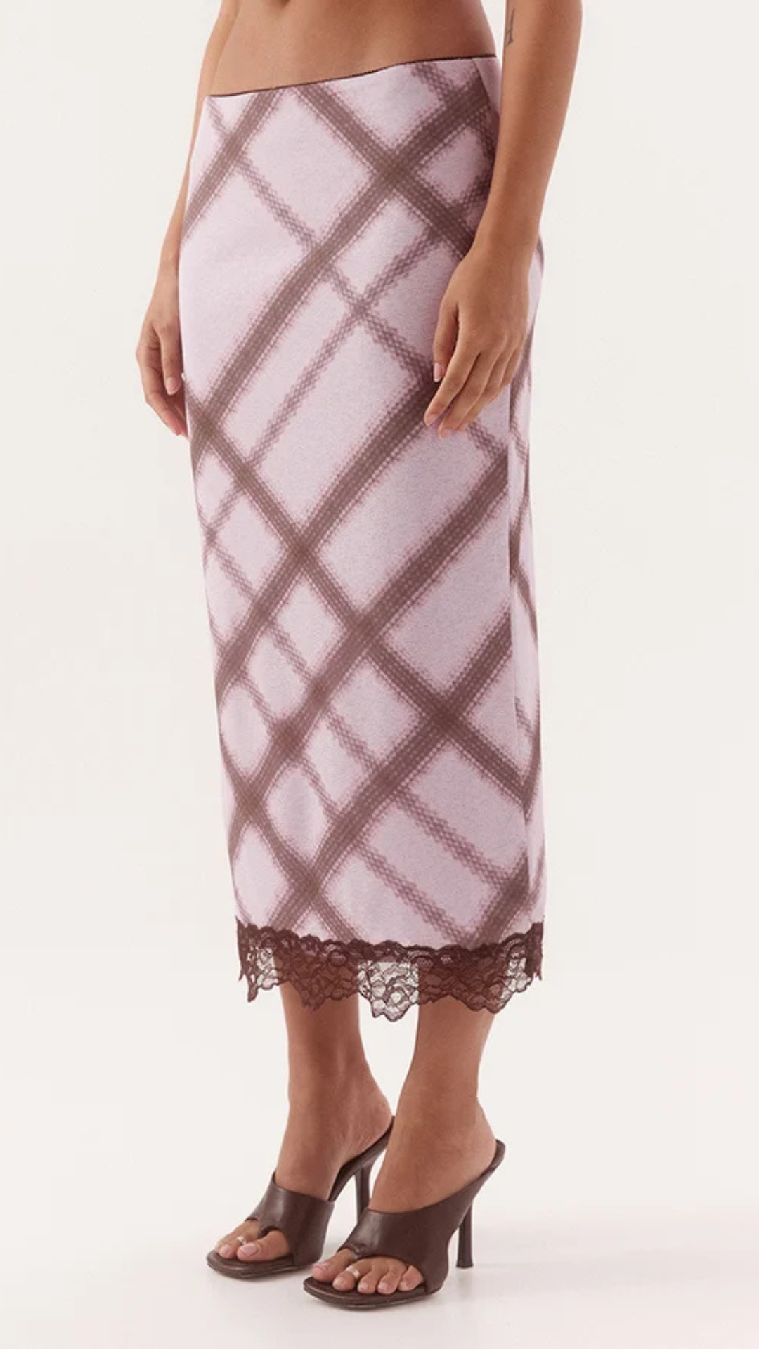 ASHTI SLIP SKIRT - PLAID