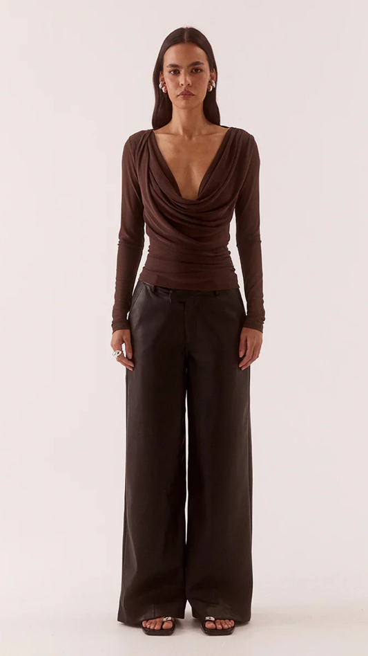 MYRIAD DRAPE TOP - RUM RAISIN