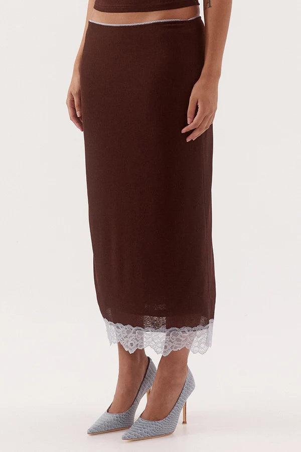 HARLOW SKIRT - CHOC/SKY