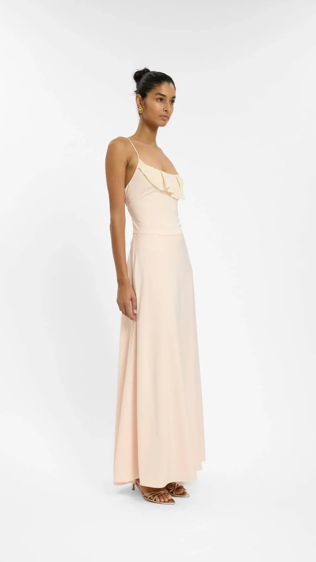 Frill Backless Maxi Dress | Blush Satin