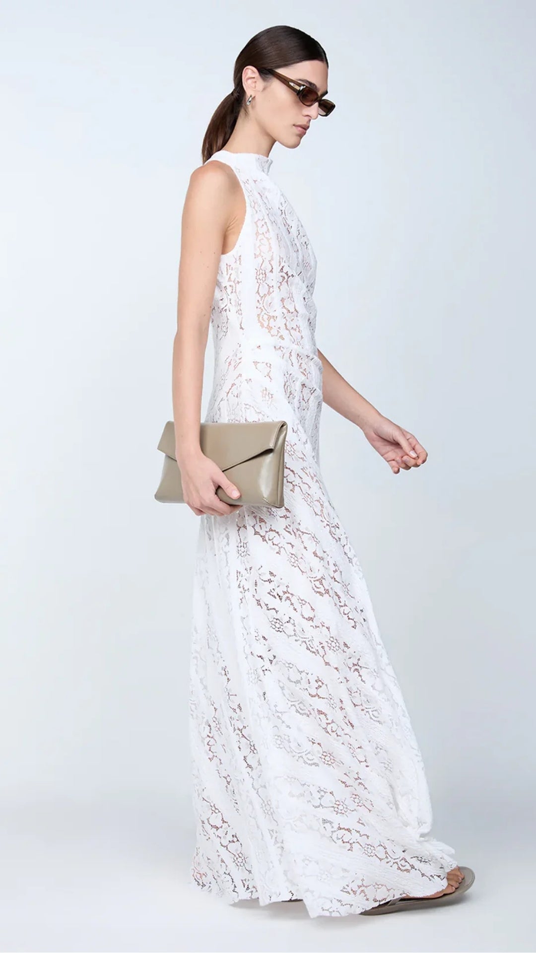 Henrietta High Neck Maxi Dress in White