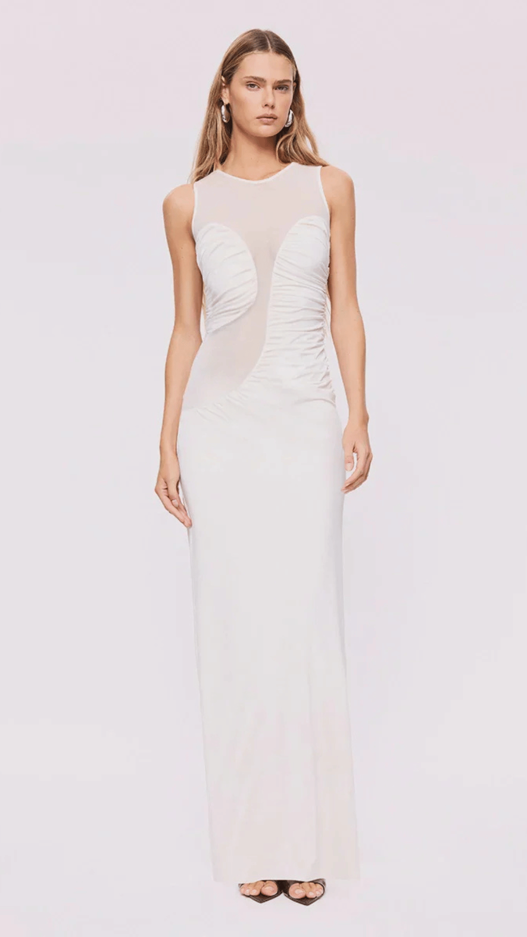 Marjo Sleeveless Midi Dress-White