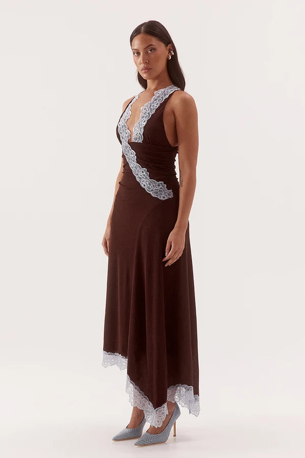 HARLOW DRESS - CHOC/SKY