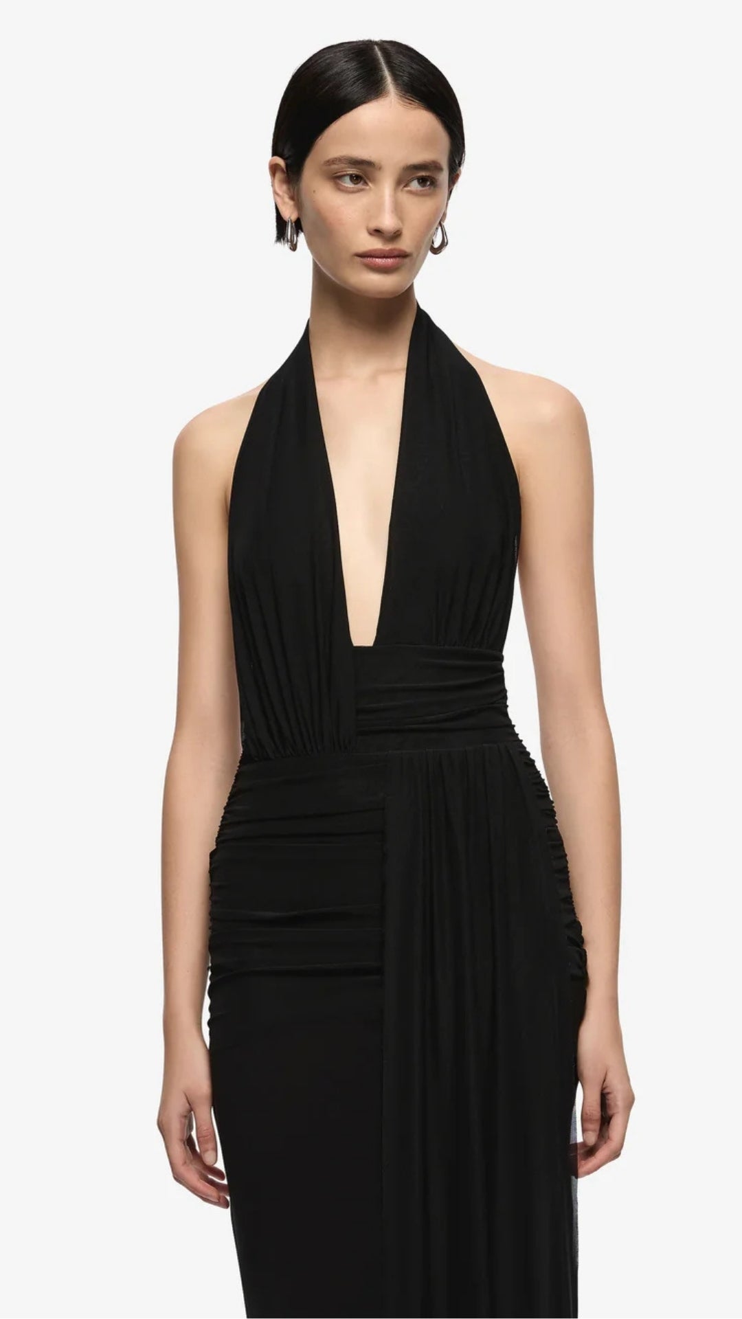 Cassis Drape Maxi Dress in Black
