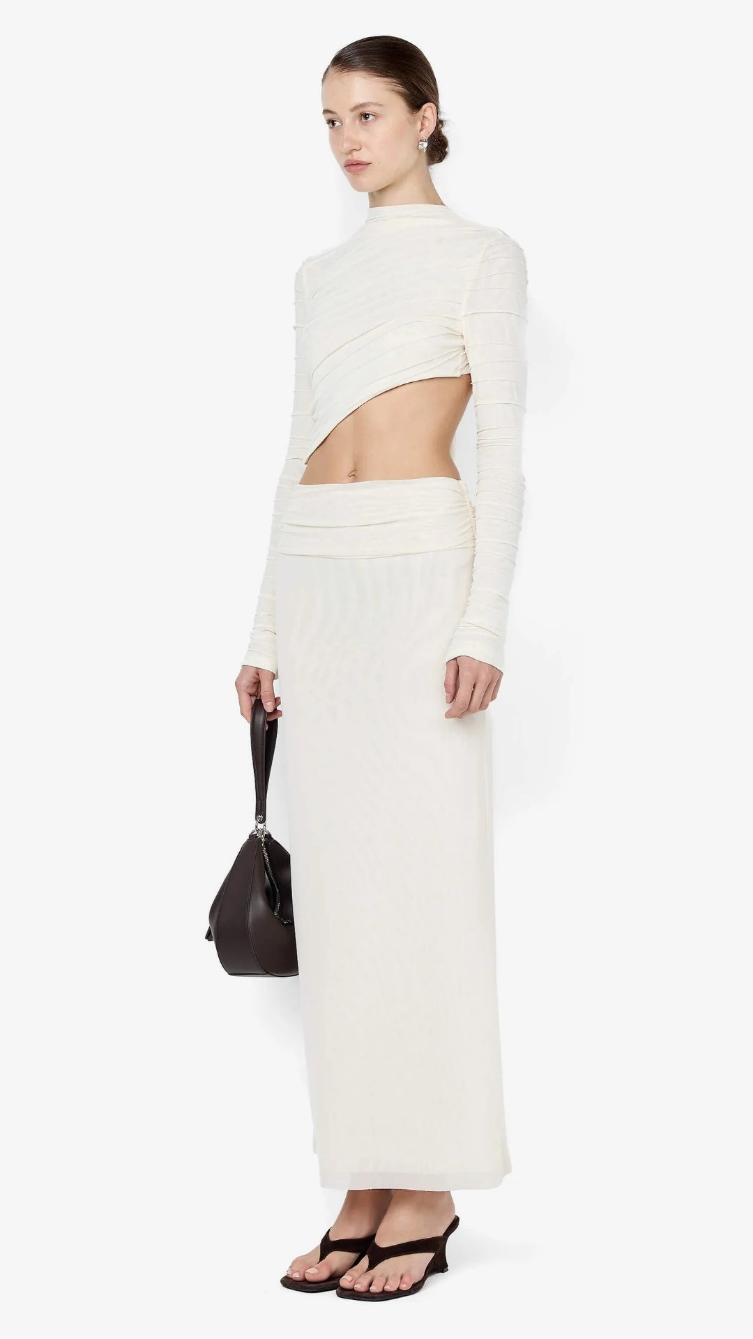 Brenna Pintuck Top in Snow.