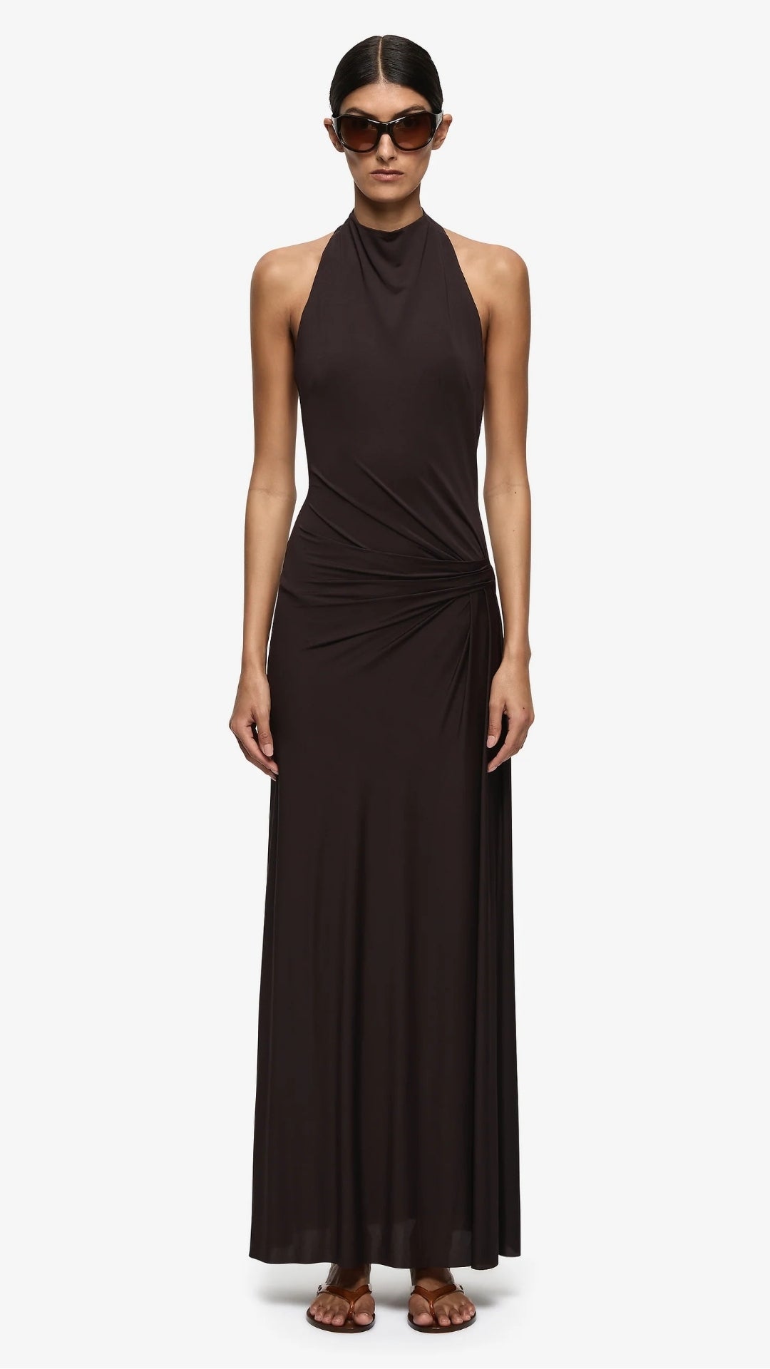 Court Halter Maxi Dress in Dark Chocolate