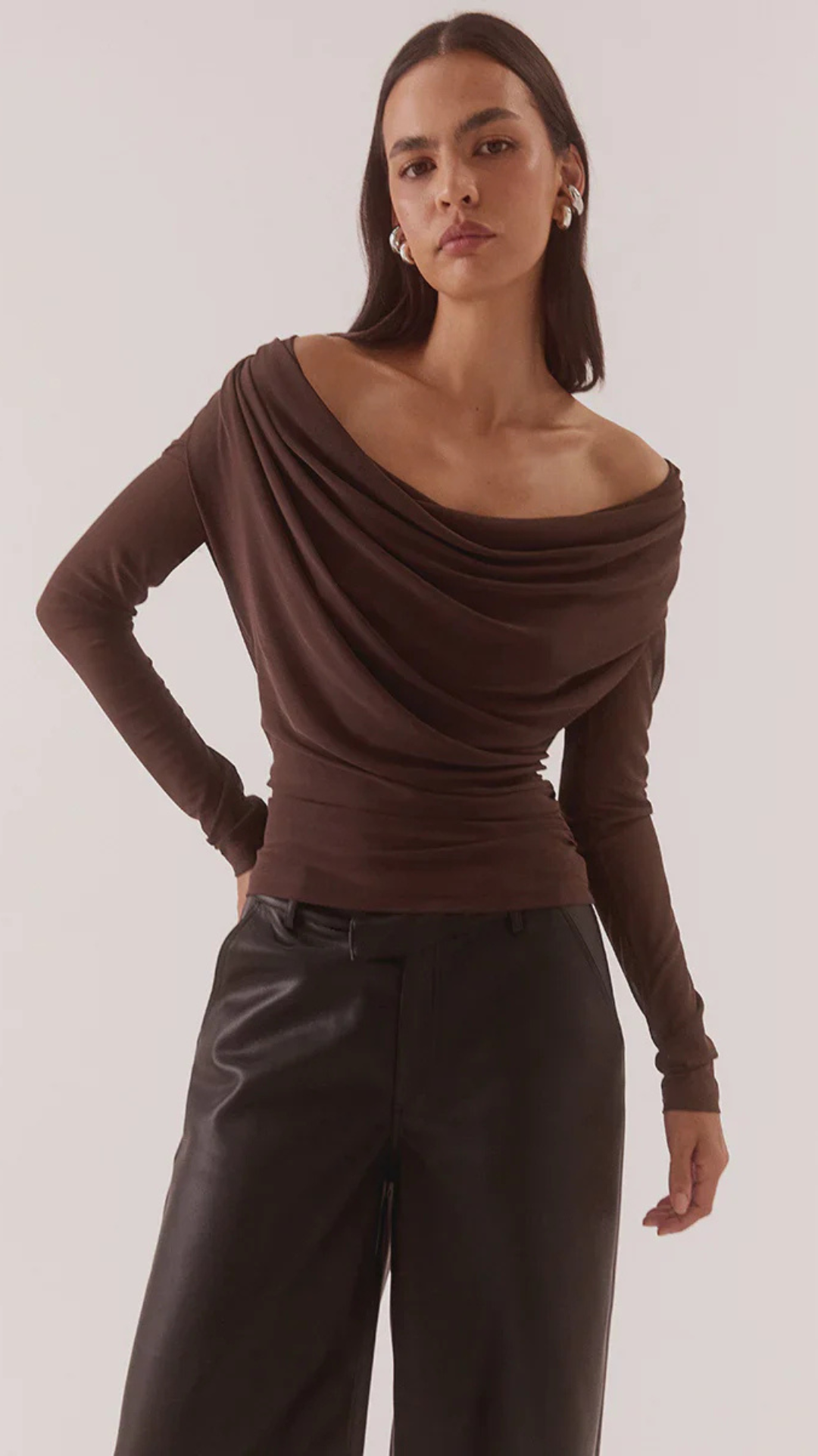 MYRIAD DRAPE TOP - RUM RAISIN