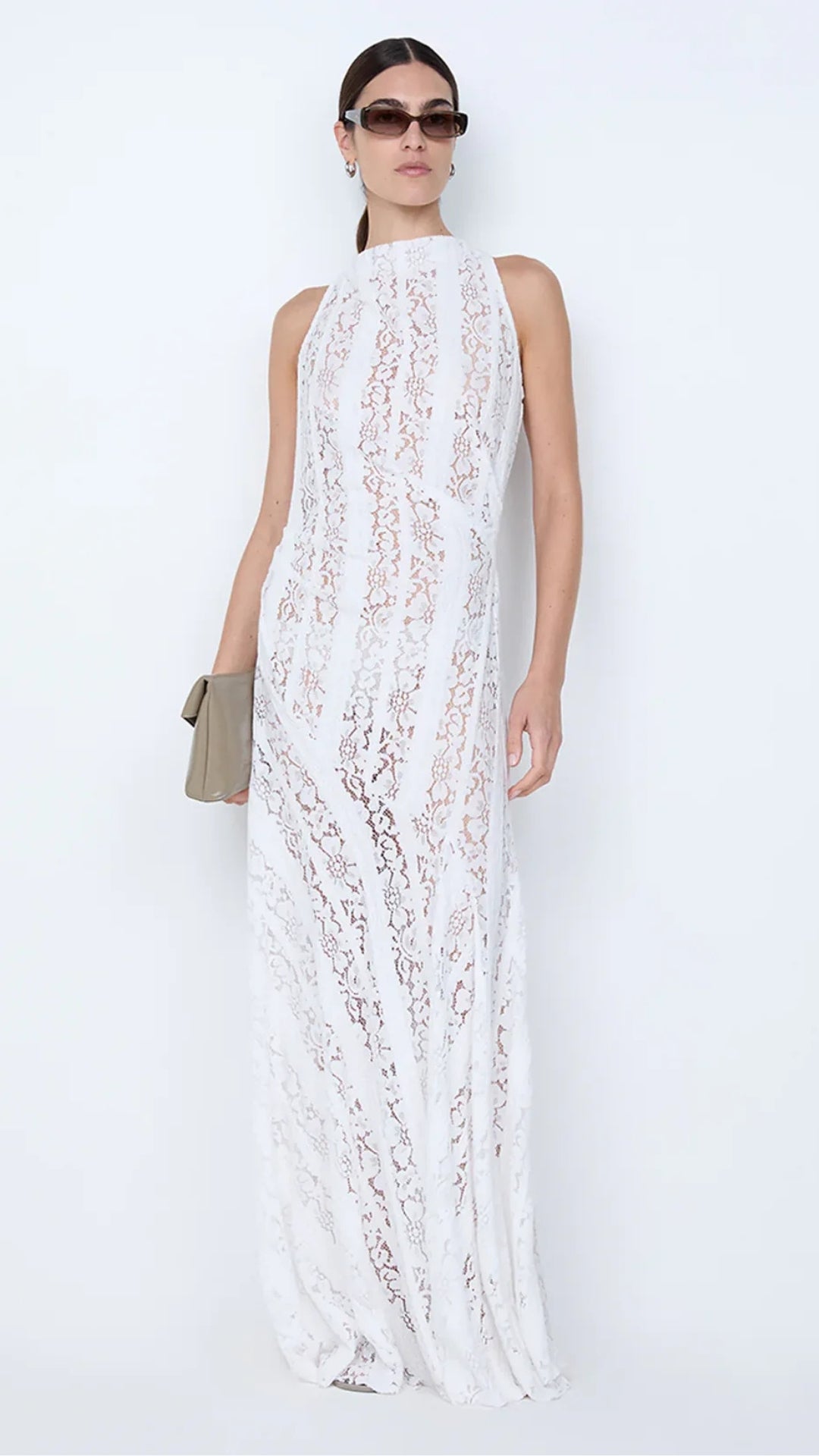 Henrietta High Neck Maxi Dress in White