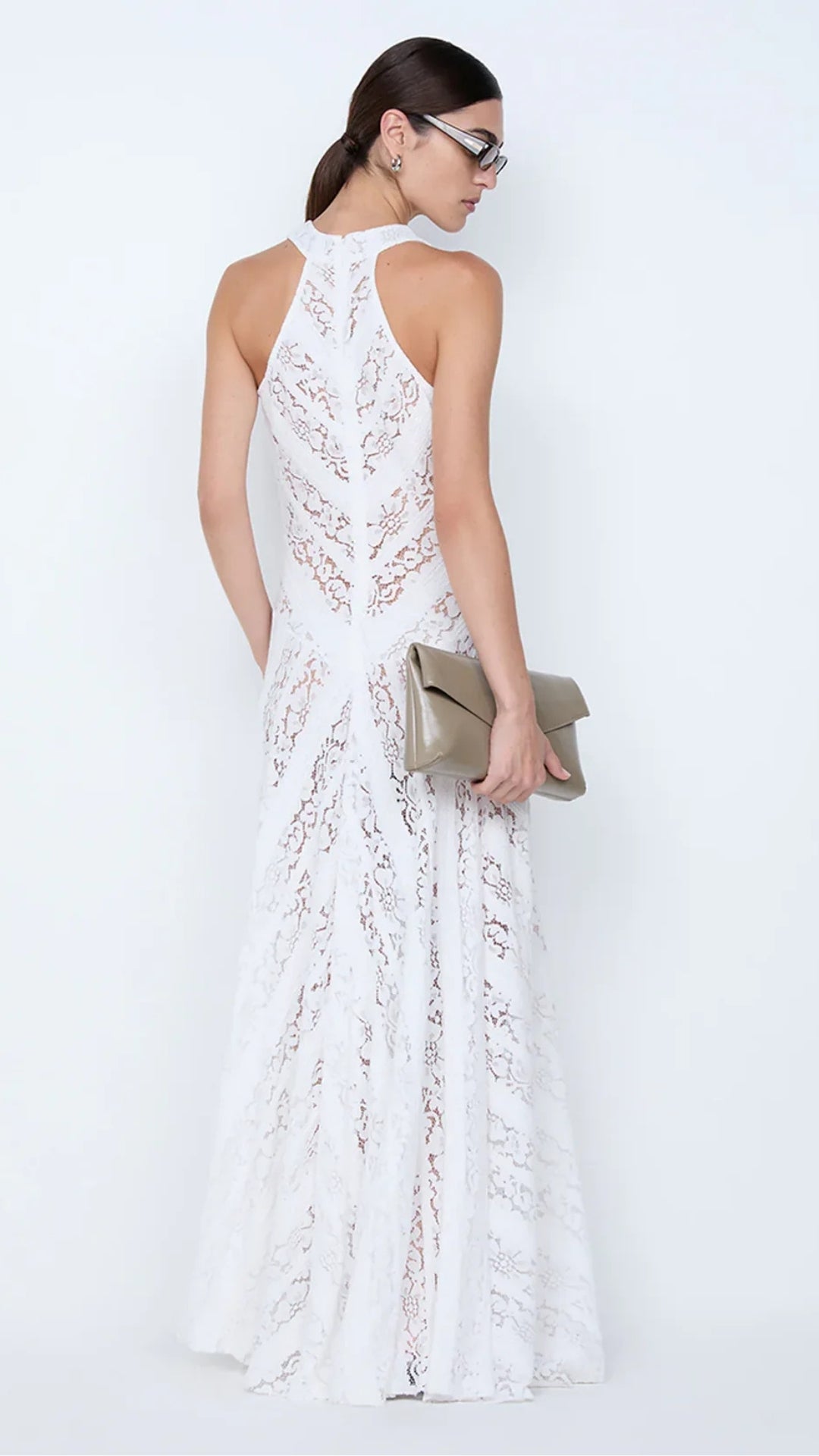 Henrietta High Neck Maxi Dress in White