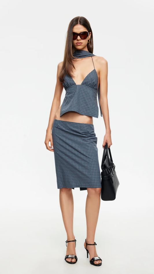 PLAY ON MIDI SKIRT - NAVY