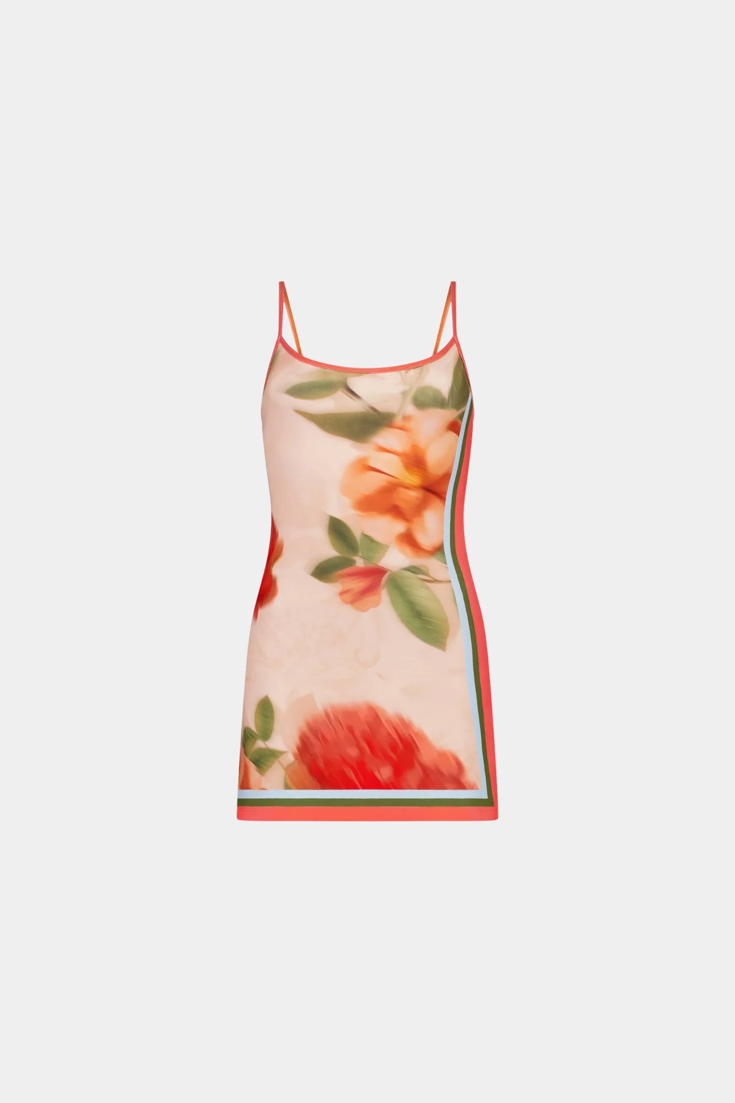 Fitted  Mini Dress Peach Floral