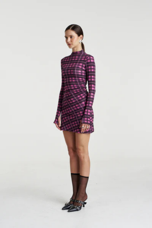 LS MINI A-LINE DRESS-AZALEA PLAID