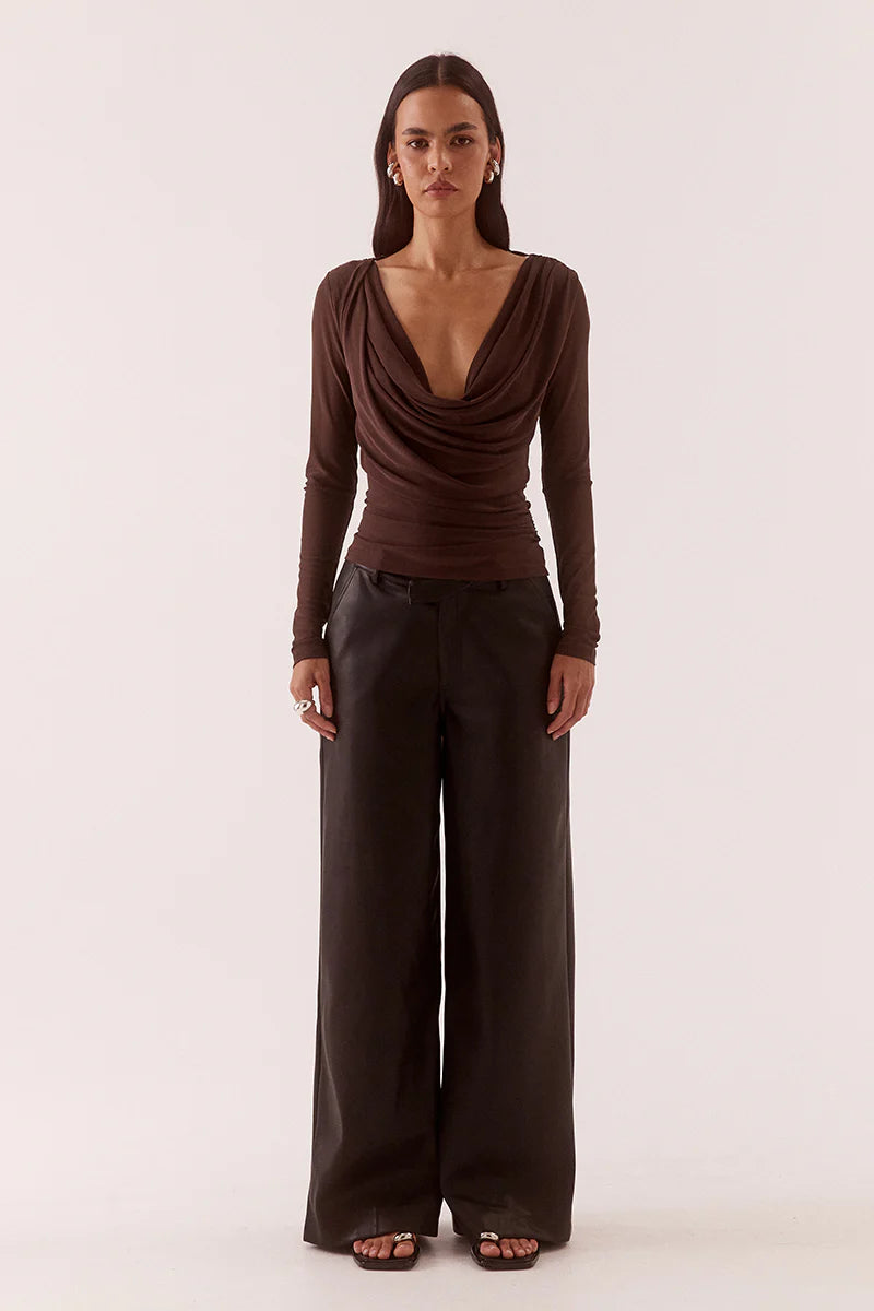 MYRIAD DRAPE TOP - RUM RAISIN