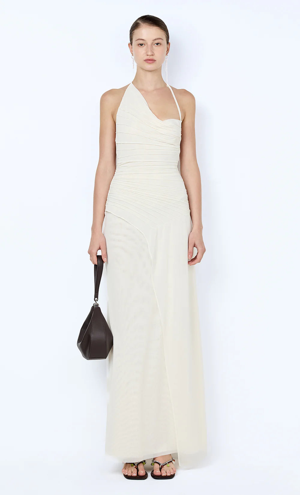 Brenna Pintuck Maxi Dress in Snow.
